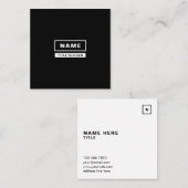 最小主義のシンプルなモノクロ正方形の名刺 スクエア名刺 (正面/裏面)