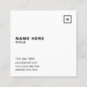 最小主義のシンプルなモノクロ正方形の名刺 スクエア名刺 (裏面)