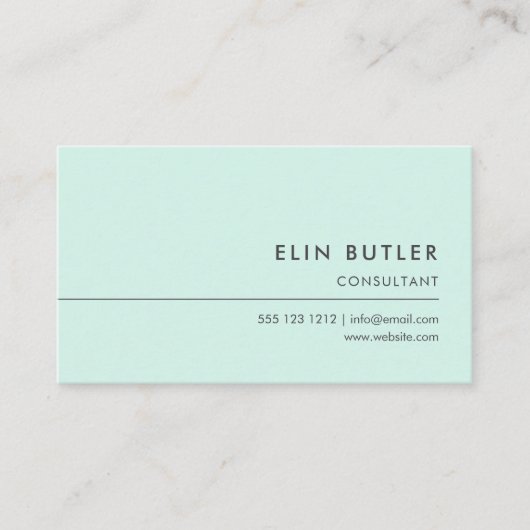 最小主義のシンプルなロゴのパステル調の緑 名刺 (正面)