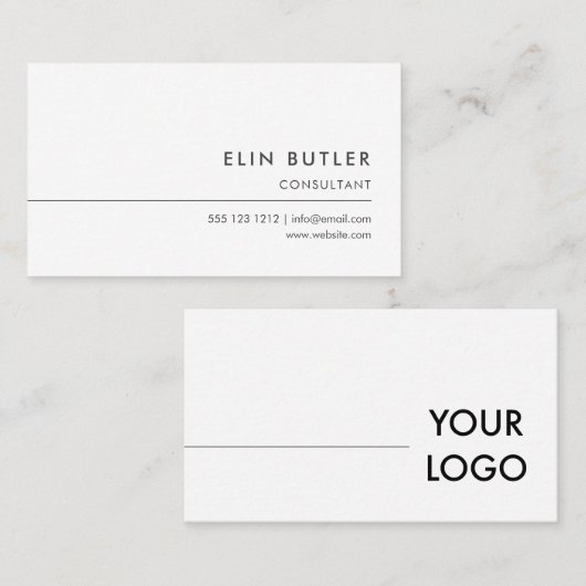 最小主義のシンプルなロゴの白 名刺 (正面/裏面)