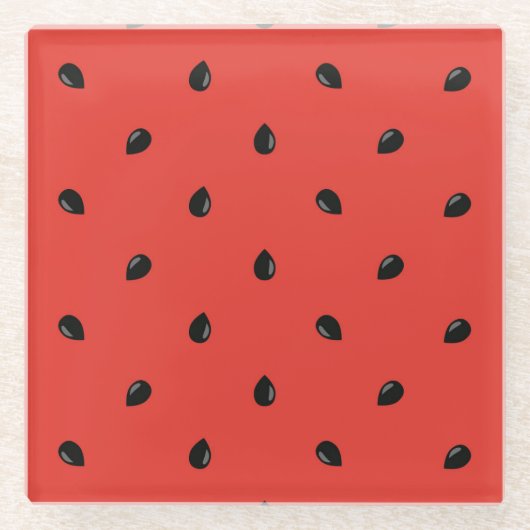 最小主義のスイカの種パターン ガラスコースター (正面)