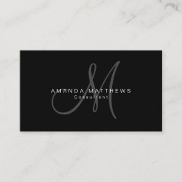 最小主義のスタイリッシュで黒い灰色のモノグラムの名前 名刺