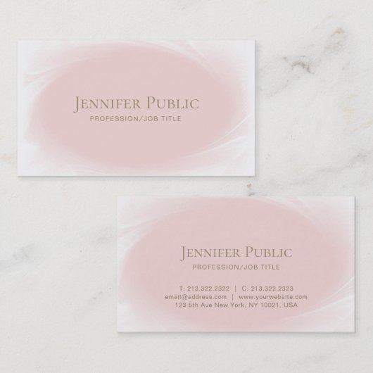 最小主義のスタイリッシュなデザインの赤面のピンクのバラの金ゴールド 名刺 (正面/裏面)