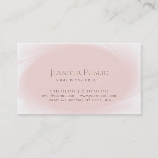 最小主義のスタイリッシュなデザインの赤面のピンクのバラの金ゴールド 名刺 (裏面)