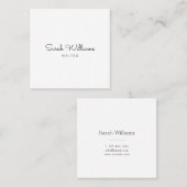 最小主義のスタイリッシュな手書きの原稿の正方形 スクエア名刺 (正面/裏面)