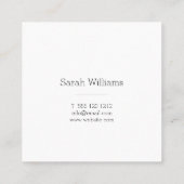 最小主義のスタイリッシュな手書きの原稿の正方形 スクエア名刺 (裏面)