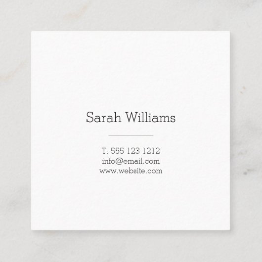 最小主義のスタイリッシュな手書きの原稿の正方形 スクエア名刺 (裏面)