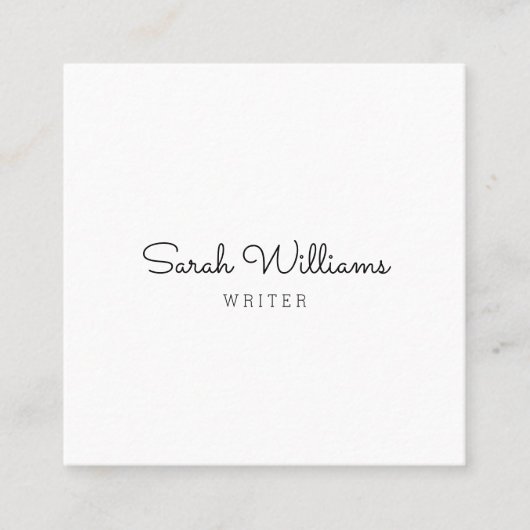 最小主義のスタイリッシュな手書きの原稿の正方形 スクエア名刺 (正面)