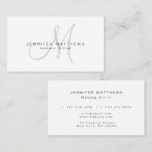 最小主義のスタイリッシュな灰色のモノグラムの名前 名刺 (正面/裏面)