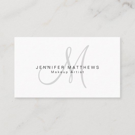 最小主義のスタイリッシュな灰色のモノグラムの名前 名刺 (正面)