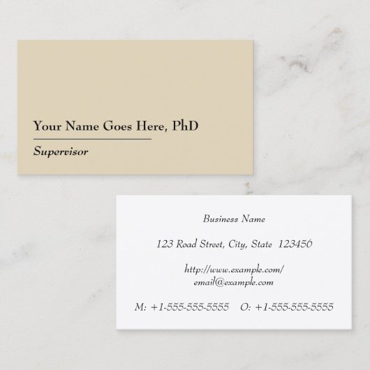 最小主義のスーパーバイザーの名刺 名刺 (正面/裏面)