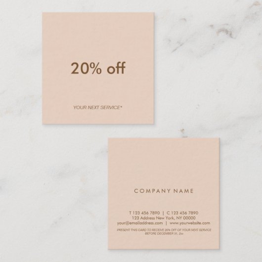 最小主義のタイプエラーのパステル調のモモの正方形の割引カード スクエア名刺 (正面/裏面)