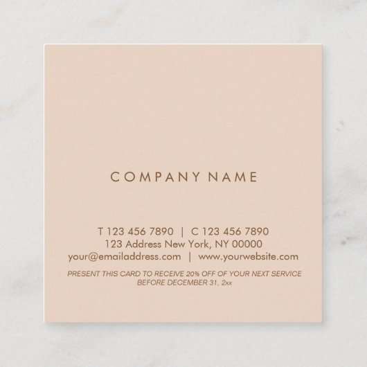 最小主義のタイプエラーのパステル調のモモの正方形の割引カード スクエア名刺 (裏面)