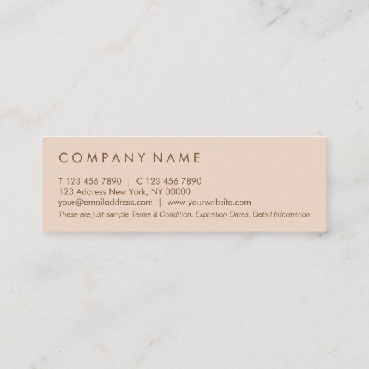 最小主義のタイポグラフィのモモの小型ロイヤリティカード スキニー名刺 (裏面)