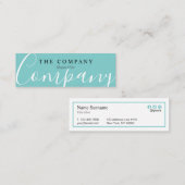 最小主義のターコイズのシックなタイプエラーの小型名刺 スキニー名刺 (正面/裏面)