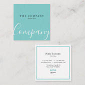 最小主義のターコイズのタイプエラーの正方形の名刺 スクエア名刺 (正面/裏面)