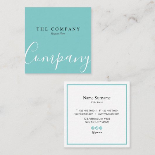 最小主義のターコイズのタイプエラーの正方形の名刺 スクエア名刺 (正面/裏面)