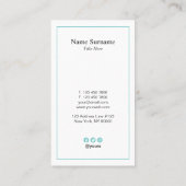 最小主義のターコイズのタイプエラーの縦の名刺 名刺 (裏面)