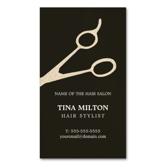 最小主義のダークグレーのフェイクな金属は毛を切ります マグネット名刺 (正面縦)