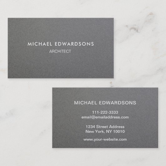 最小主義のダークグレーのブラシをかけられた金属のプロフェッショナル 名刺 (正面/裏面)