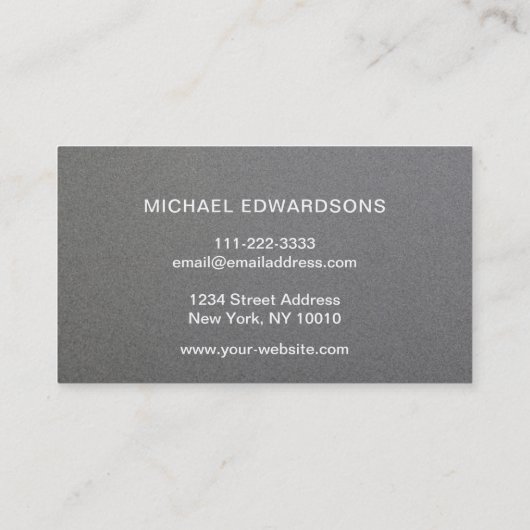 最小主義のダークグレーのブラシをかけられた金属のプロフェッショナル 名刺 (裏面)