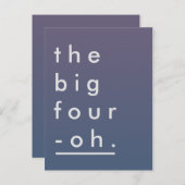 最小主義のパステル調のモダン大きい4 Oh誕生日 インビテーションポストカード (正面/裏面)
