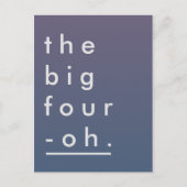 最小主義のパステル調のモダン大きい4 Oh誕生日 インビテーションポストカード (正面)