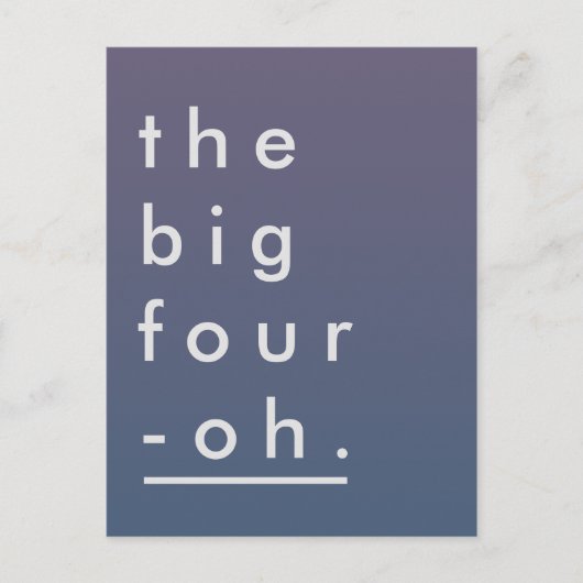 最小主義のパステル調のモダン大きい4 Oh誕生日 インビテーションポストカード (正面)
