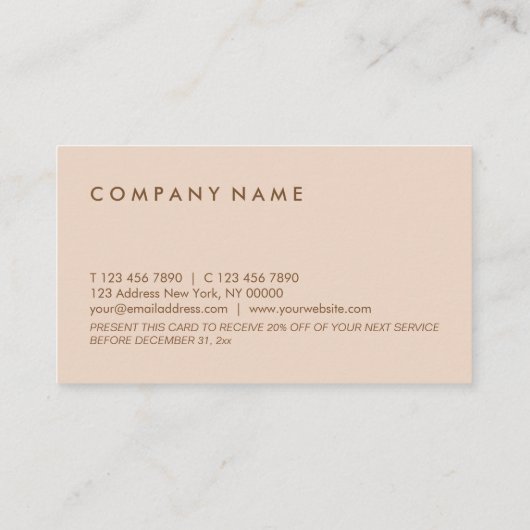最小主義のパステル調のモモの割引クーポンカード 名刺 (裏面)