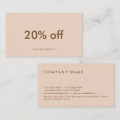 最小主義のパステル調のモモの割引クーポンカード 名刺 (正面/裏面)