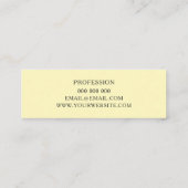 最小主義のパステル調の黄色くモダンな名刺 スキニー名刺 (裏面)