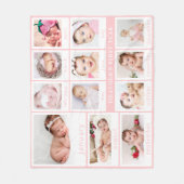 最小主義のピンクのベビーの最初年の写真 フリースブランケット (正面)