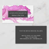 最小主義のピンクの水彩画のペンキの塗料 名刺 (正面/裏面)
