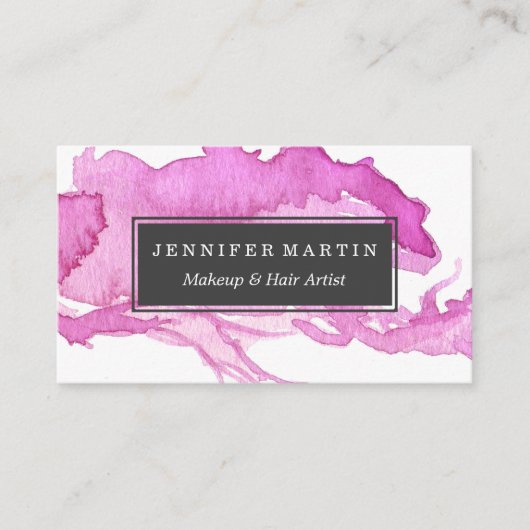 最小主義のピンクの水彩画のペンキの塗料 名刺 (正面)