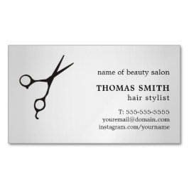 最小主義のフェイクな銀製の黒は美容師を切ります マグネット名刺