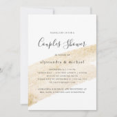 最小主義のブラシ|ののどの金ゴールドのストライプのカップルのシャワー 招待状 (正面)