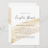 最小主義のブラシ|ののどの金ゴールドのストライプのカップルのシャワー 招待状 (正面/裏面)