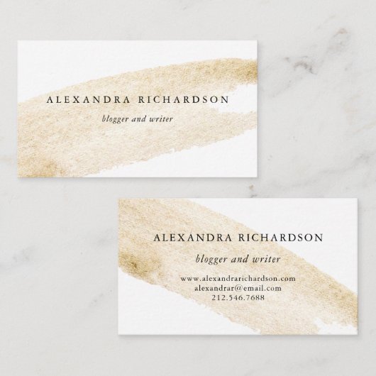 最小主義のブラシ|の柔らかくフェイクな金ゴールドのストライプ 名刺 (正面/裏面)