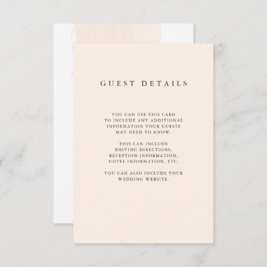 最小主義のブラシ|の赤面のピンクのゲスト情報 エンクロージャーカード (正面/裏面)