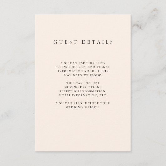 最小主義のブラシ|の赤面のピンクのゲスト情報 エンクロージャーカード (正面)