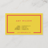 最小主義のブロガー社会的な媒体の明るいピンクの黄色 名刺 (裏面)