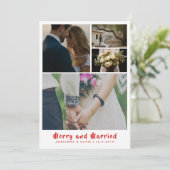 最小主義のメリーで、結婚したなカップルの写真の休日 サンキューカード (スタンド正面)