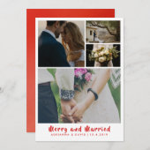 最小主義のメリーで、結婚したなカップルの写真の休日 サンキューカード (正面/裏面)