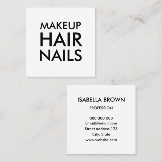 最小主義のメーキャップアーティスト/サロンの名刺 スクエア名刺 (正面/裏面)