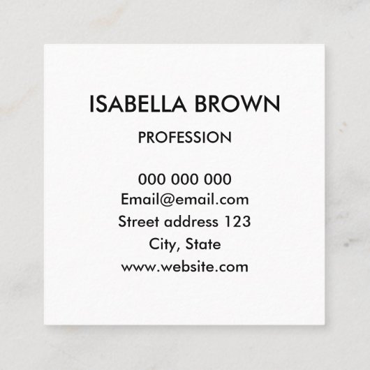 最小主義のメーキャップアーティスト/サロンの名刺 スクエア名刺 (裏面)