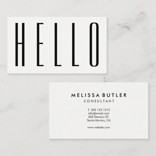 最小主義のモダンではっきりしたなこんにちは 名刺 (正面/裏面)