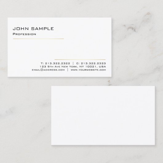 最小主義のモダンでエレガントな専門のホワイトゴールド 名刺 (正面/裏面)