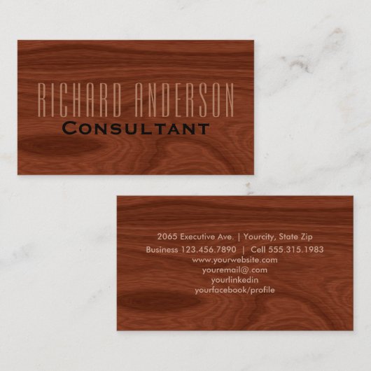 最小主義のモダンでエレガントな専門の木製の穀物 名刺 (正面/裏面)