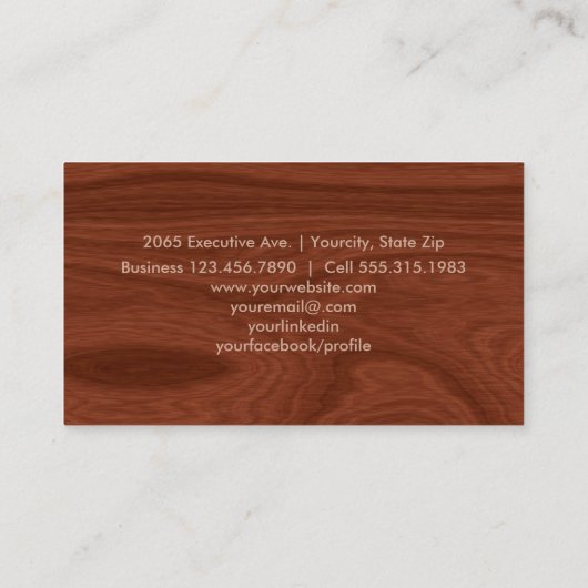 最小主義のモダンでエレガントな専門の木製の穀物 名刺 (裏面)