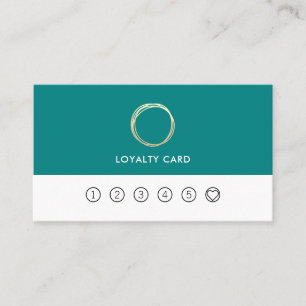 最小主義のモダンでシックな金ゴールドの円のティール（緑がかった色）のロイヤリティ 名刺